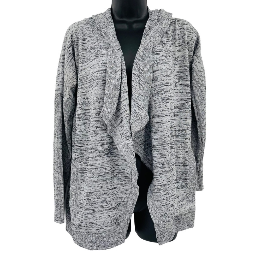 Athleta blissful wrap cardigan sweater‎ hooded grey space dye women's size xs